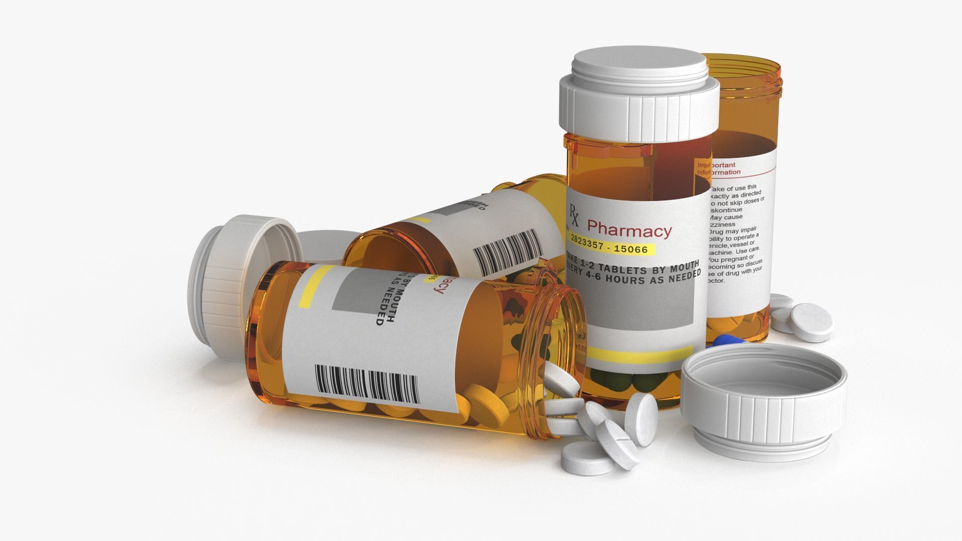 Pill Bottle Set Low-poly 3D model_9