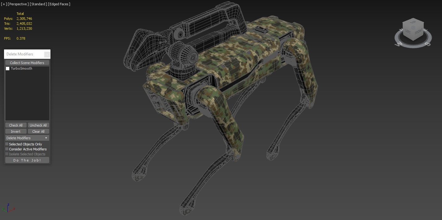 Modern Robot Dog with Arm in army color 3D model_4