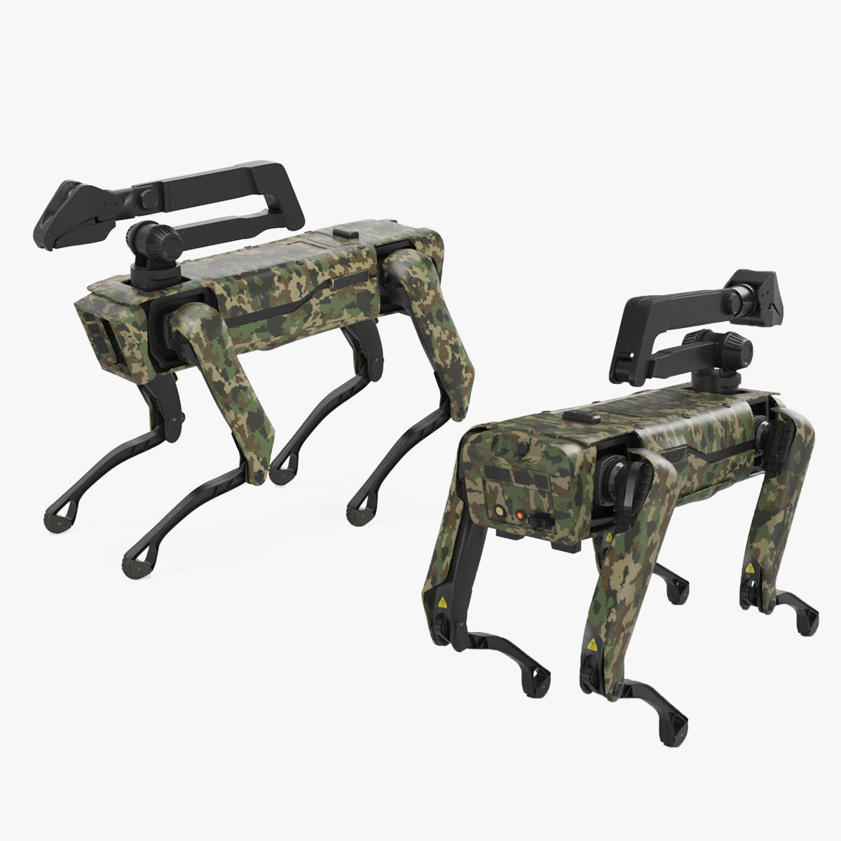 Modern Robot Dog with Arm in army color 3D model_11