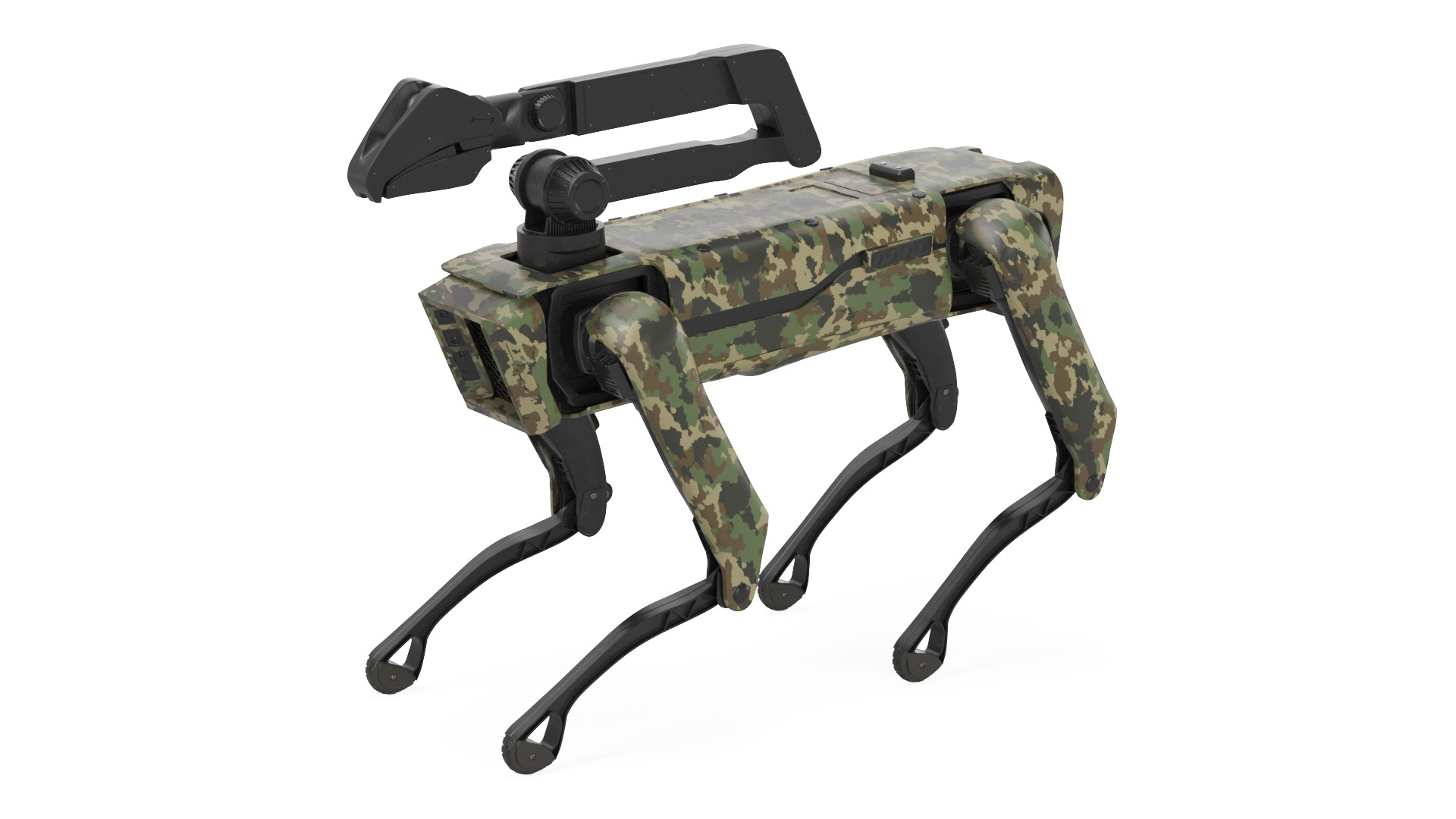 Modern Robot Dog with Arm in army color 3D model_1