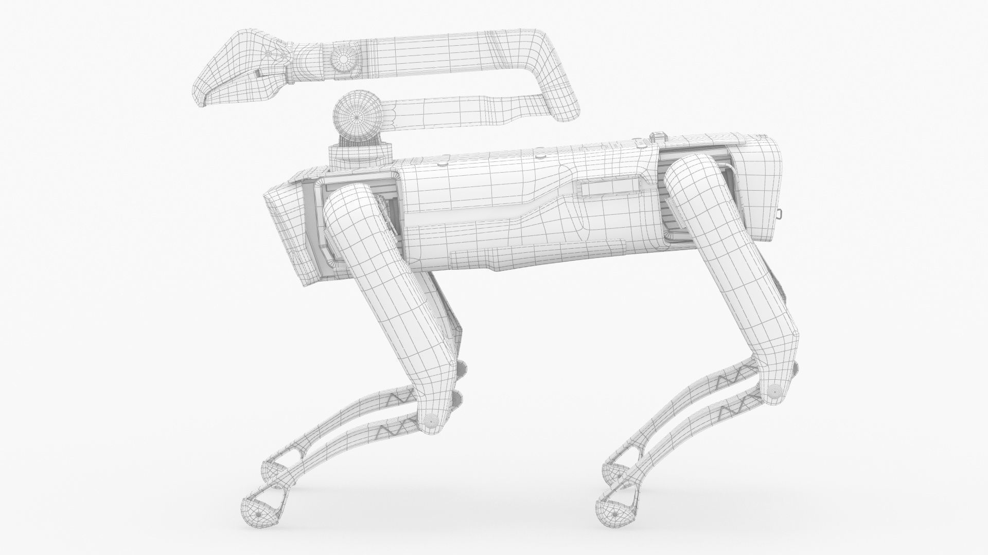 Modern Robot Dog with Arm in army color 3D model_6