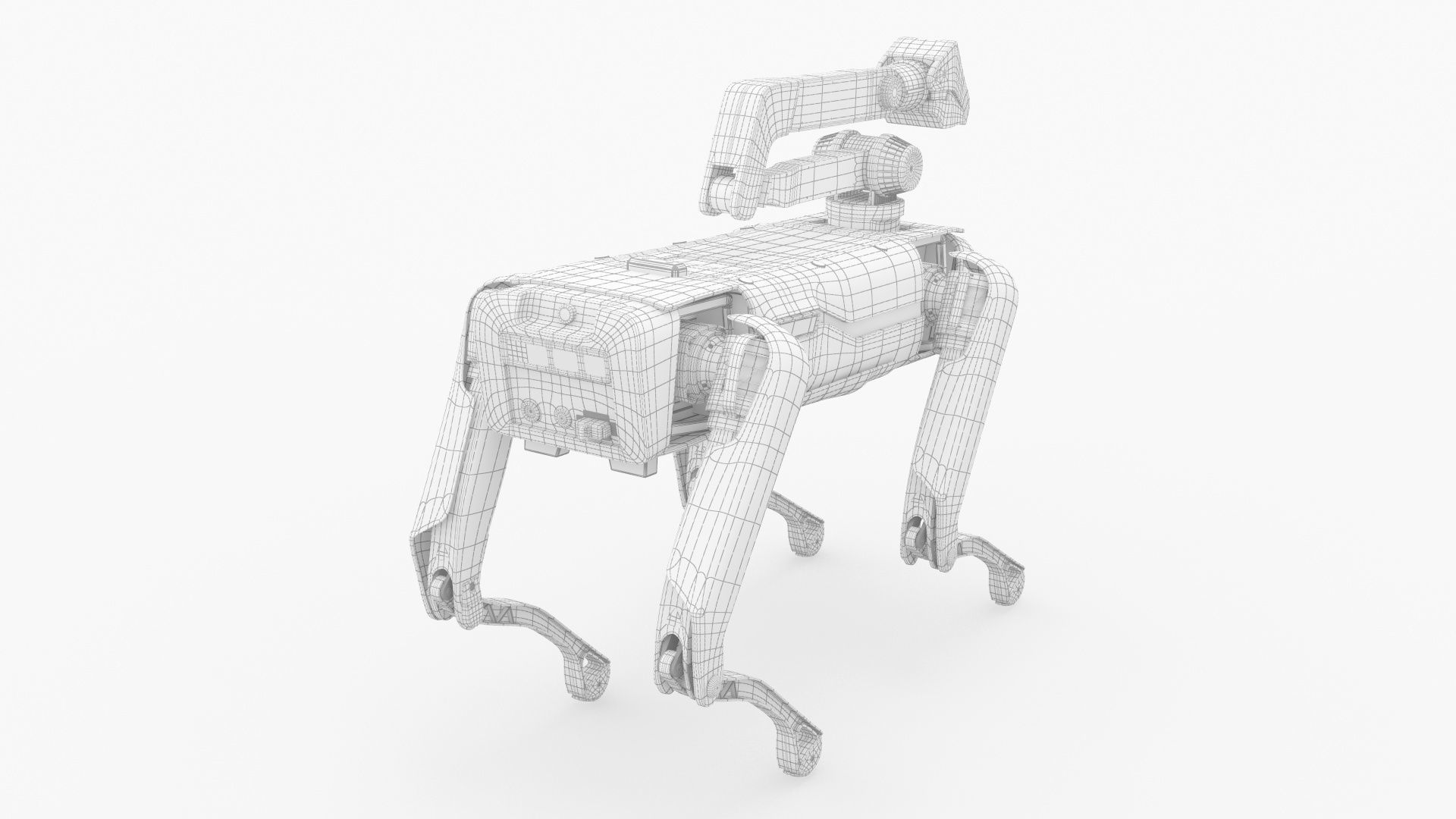 Modern Robot Dog with Arm in army color 3D model_8