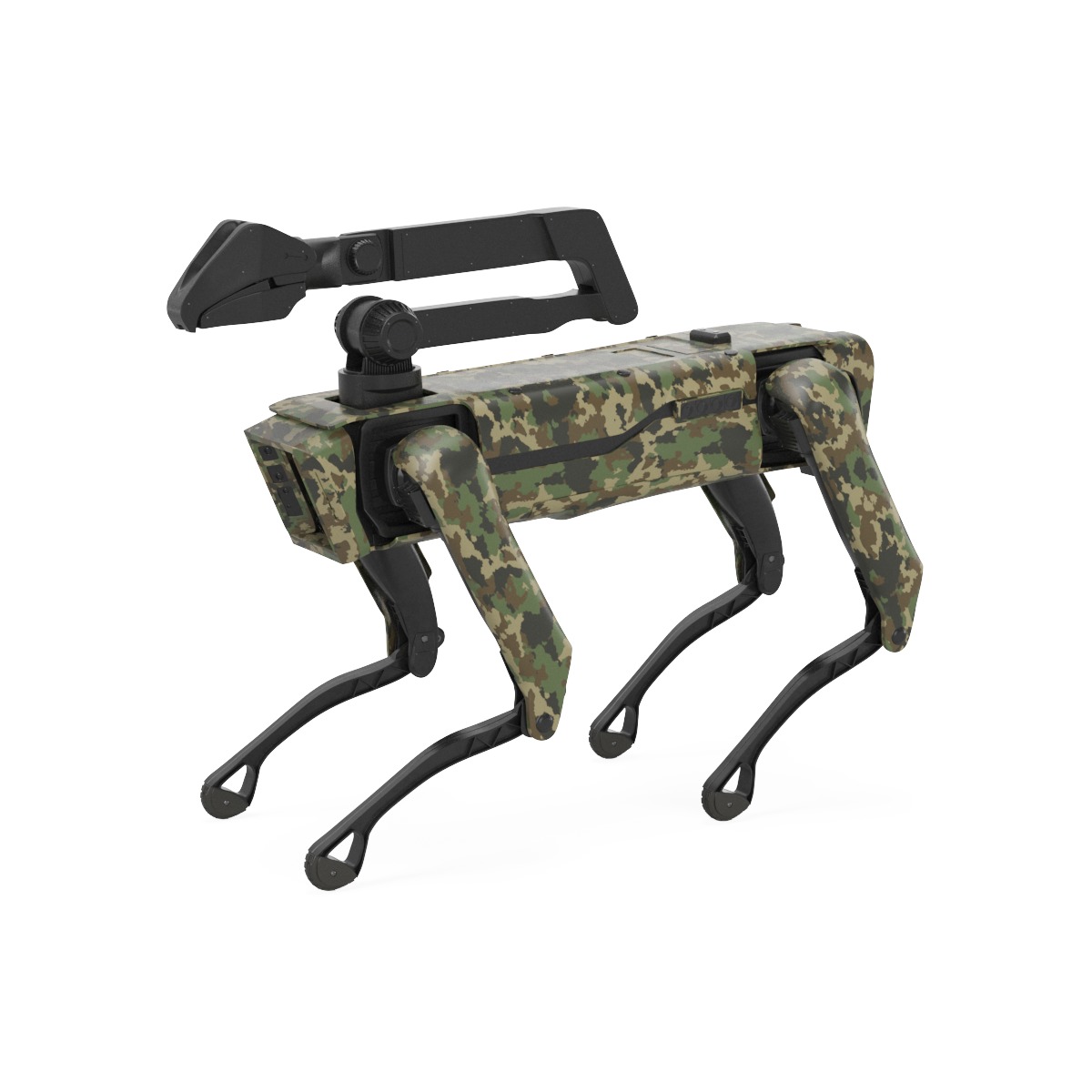Modern Robot Dog with Arm in army color 3D model_17