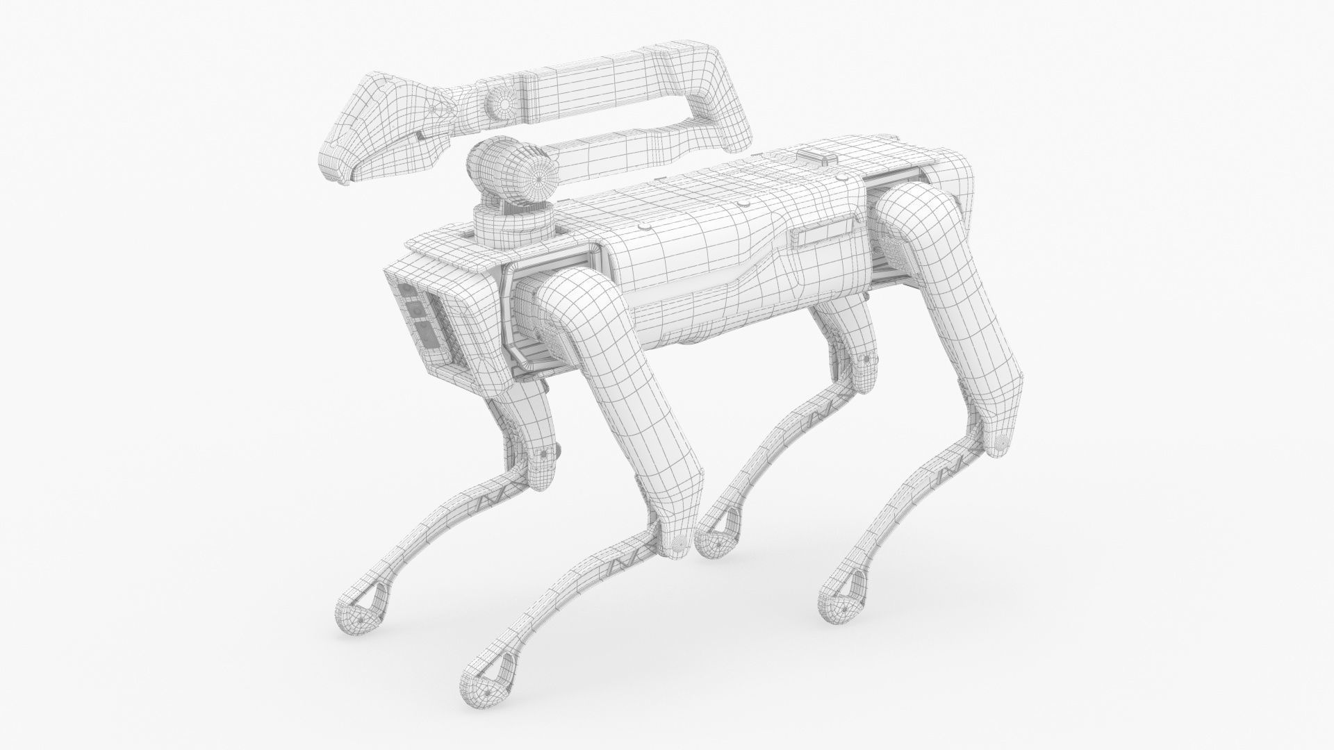 Modern Robot Dog with Arm in army color 3D model_2