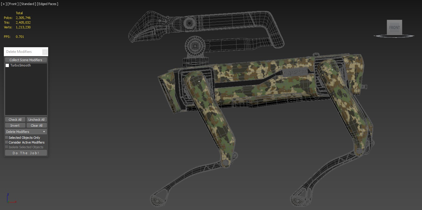 Modern Robot Dog with Arm in army color 3D model_3