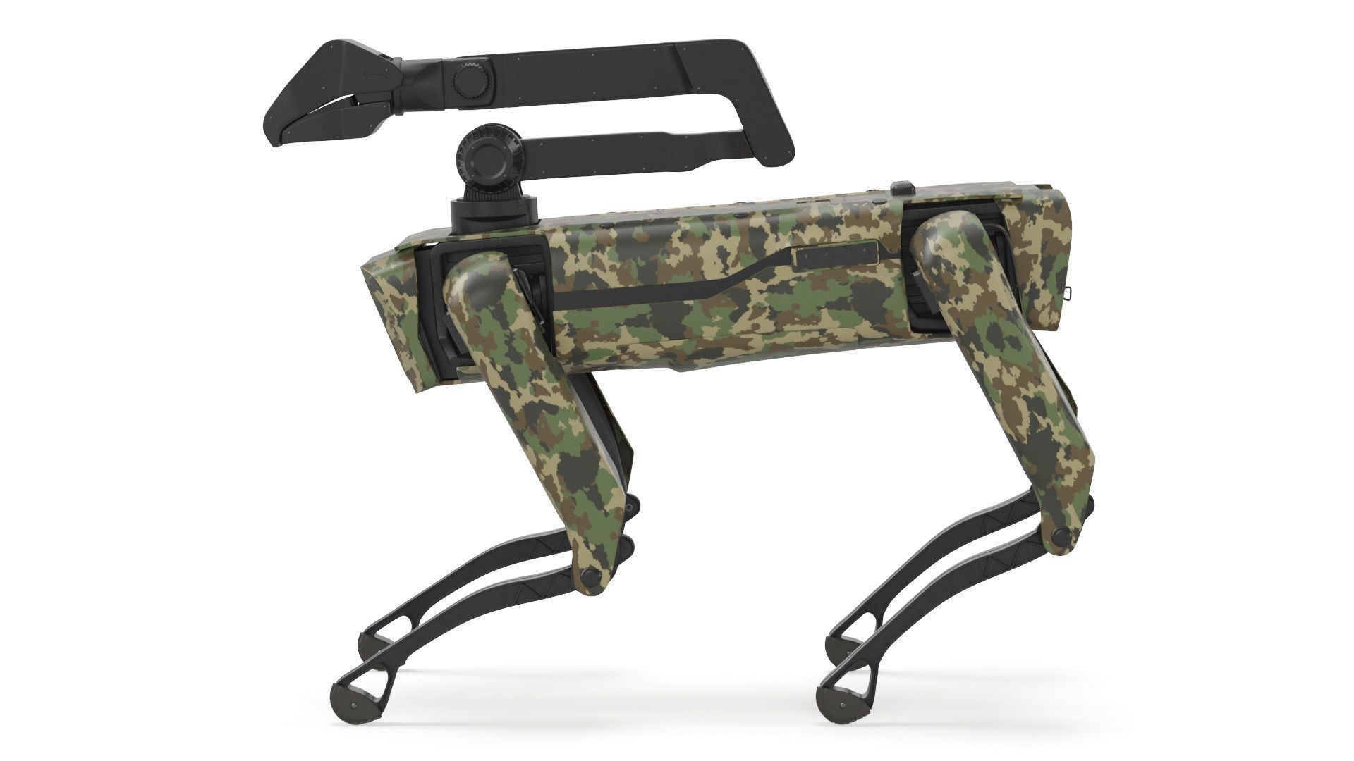 Modern Robot Dog with Arm in army color 3D model_5