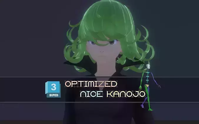 3DsMax Biped model One-Punch Man Tatsumaki cosplay