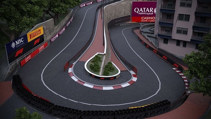 Formula 1 Monaco Track Low-poly 3D model 5