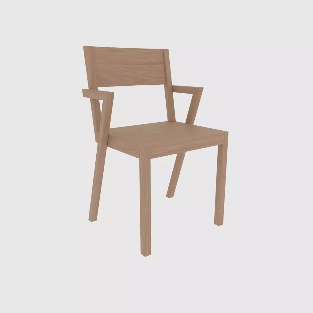 Modern Scandinavian Minimalistic Oak Wood Chair Mary Jane style Free 3D model