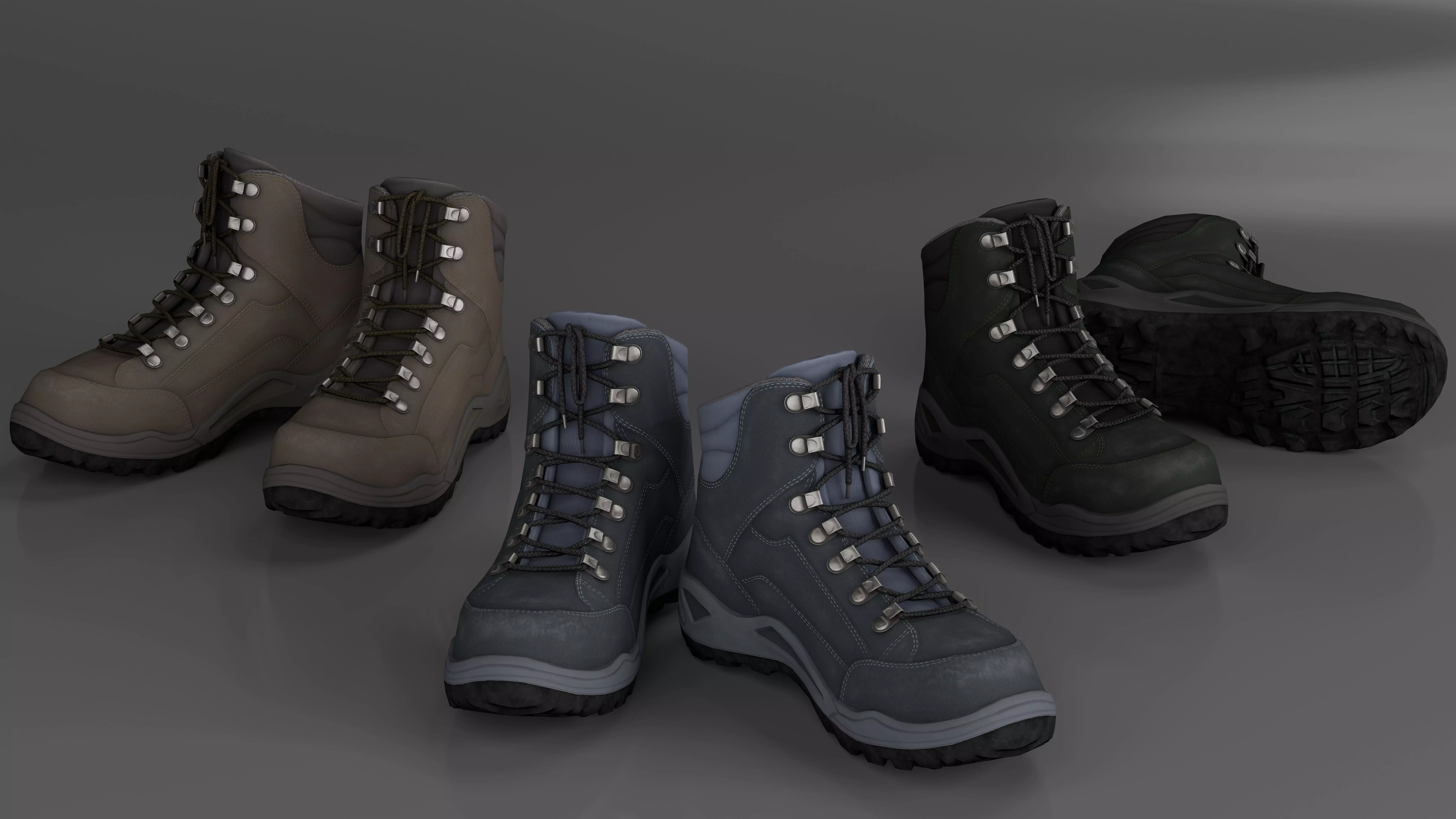 Boots 3 variation Game Ready Low-poly 3D model_0