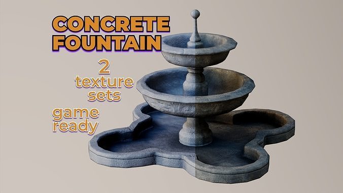 Ancient Big Concrete Fountain old water Low-poly 3D model