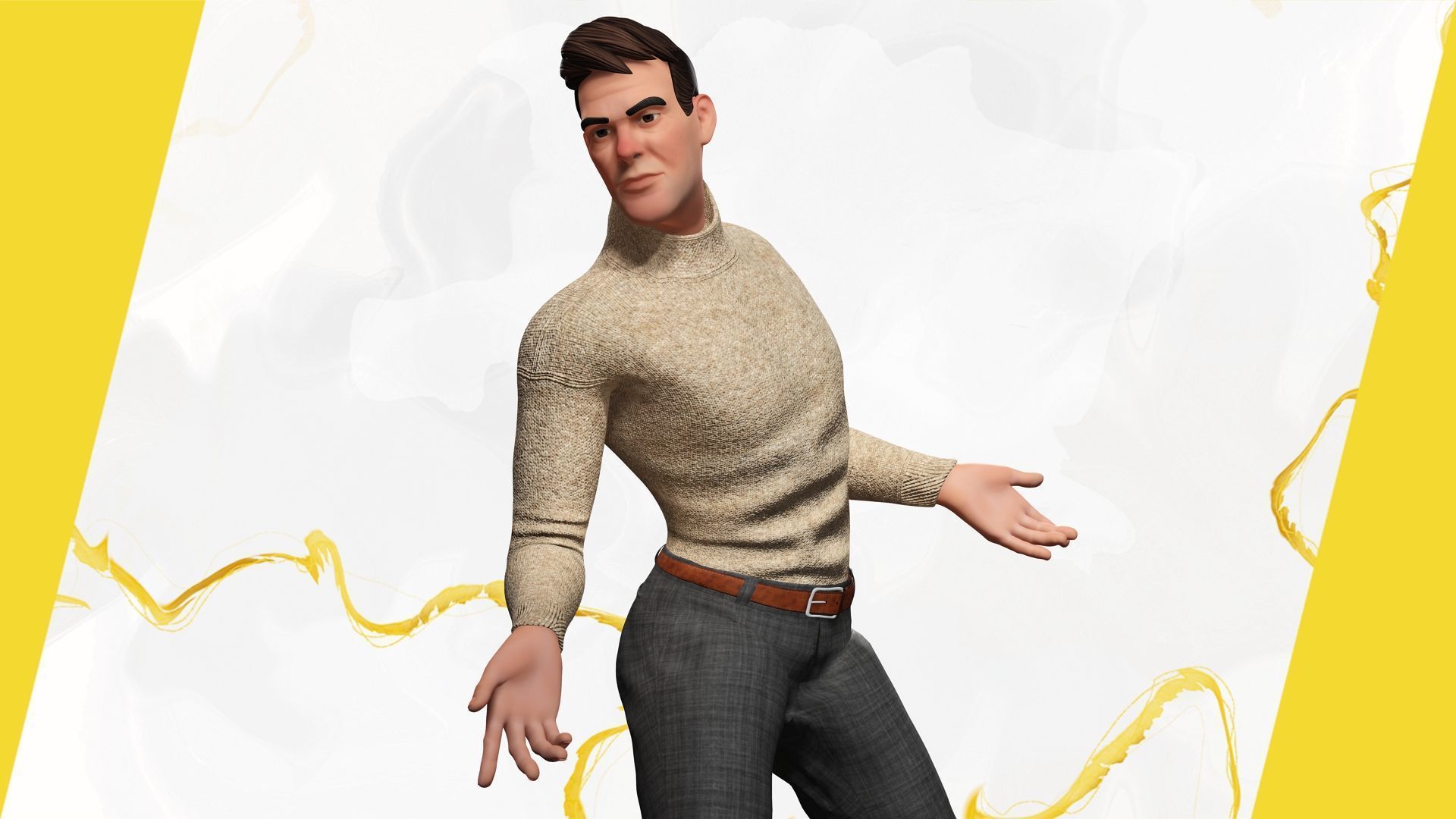 Stylized Confident Male in Sweater stylized anatomy  Low-poly 3D model_11