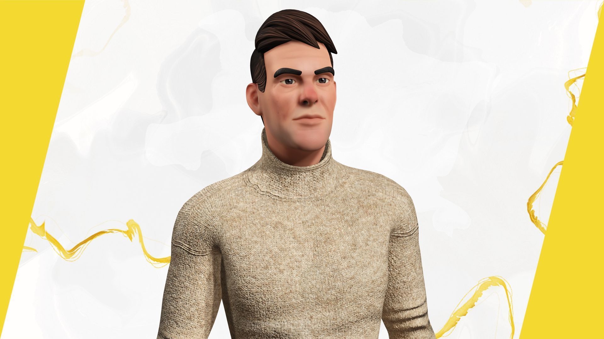 Stylized Confident Male in Sweater stylized anatomy  Low-poly 3D model_13