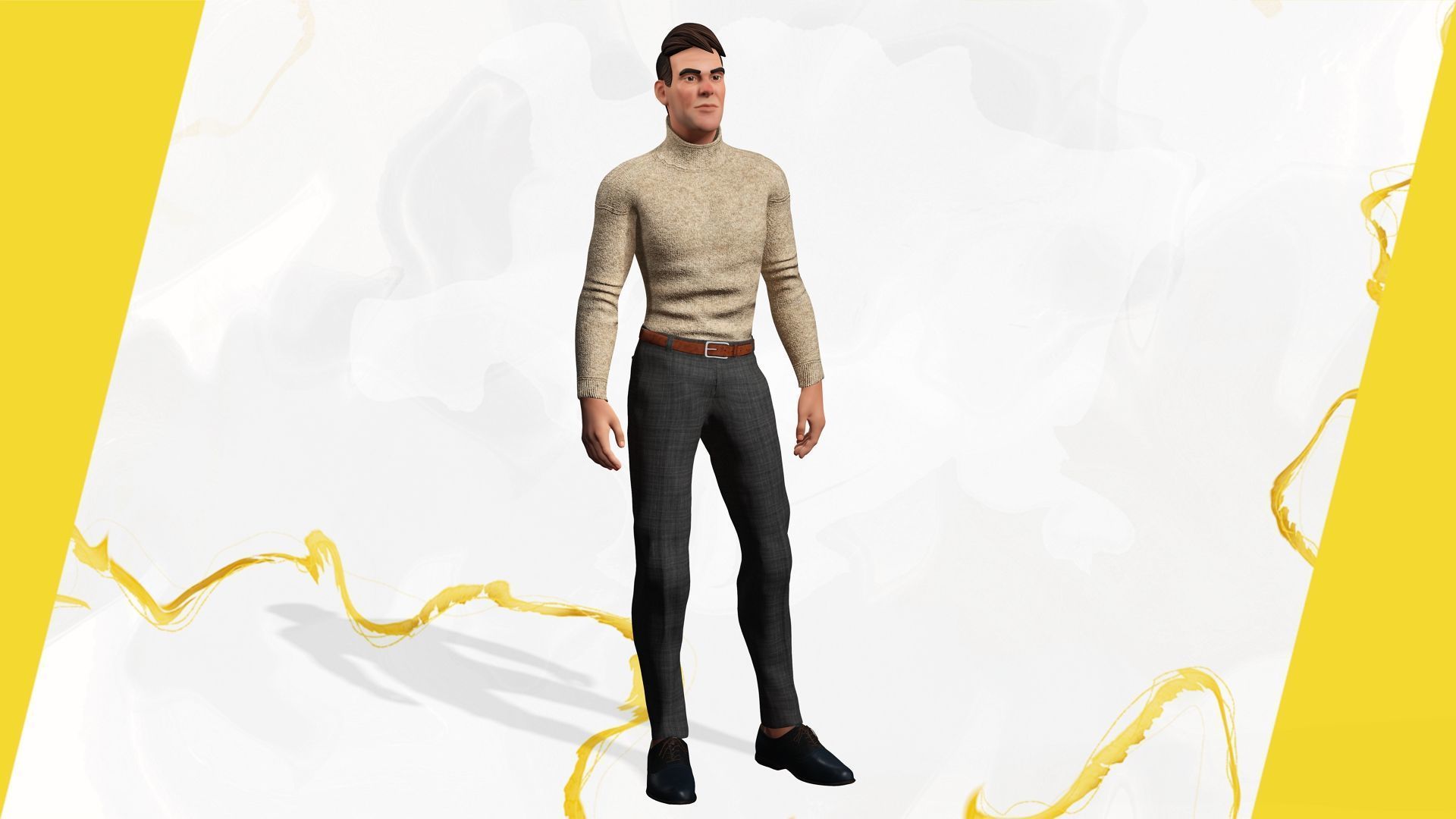 Stylized Confident Male in Sweater stylized anatomy  Low-poly 3D model_12