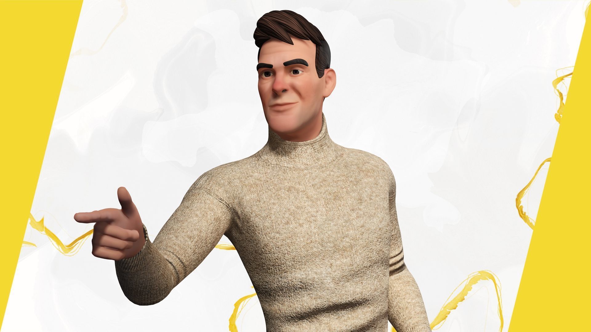 Stylized Confident Male in Sweater stylized anatomy  Low-poly 3D model_16