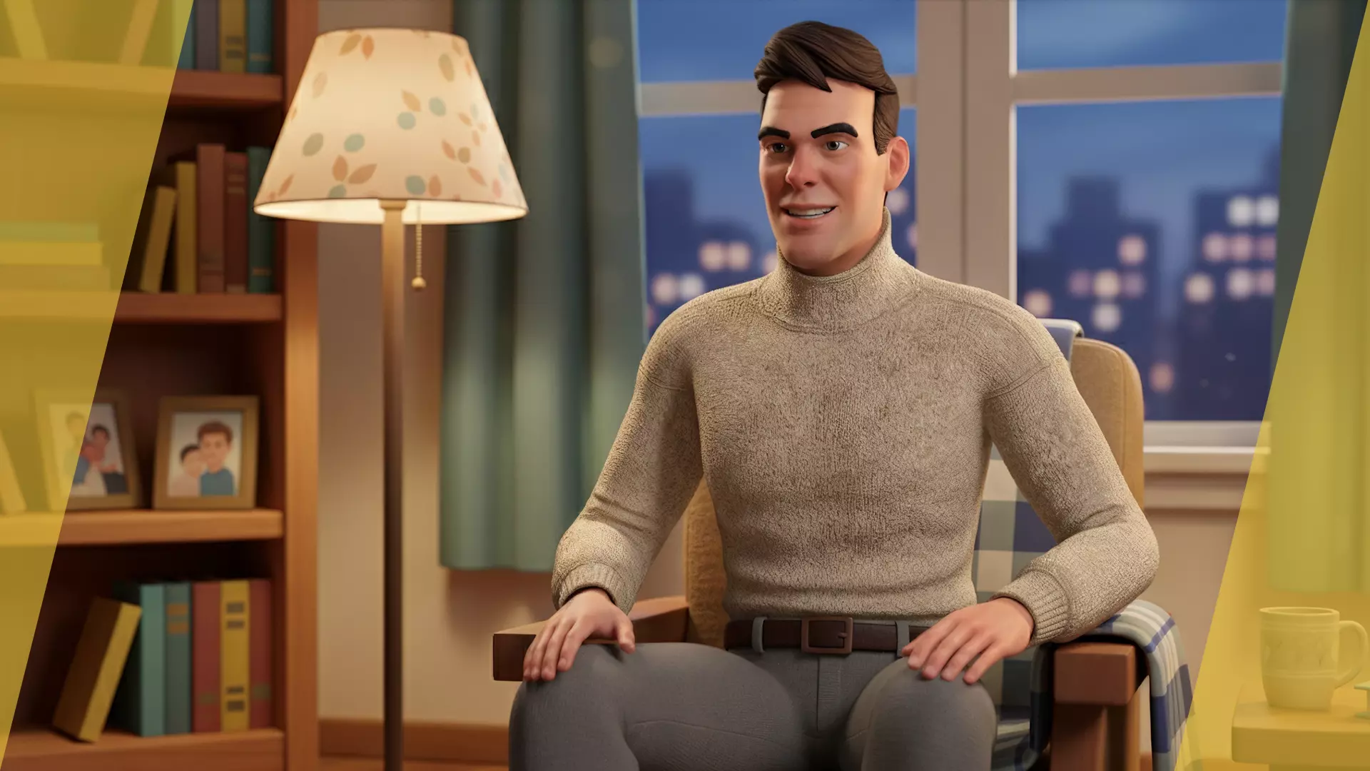 Stylized Confident Male in Sweater stylized anatomy  Low-poly 3D model_4