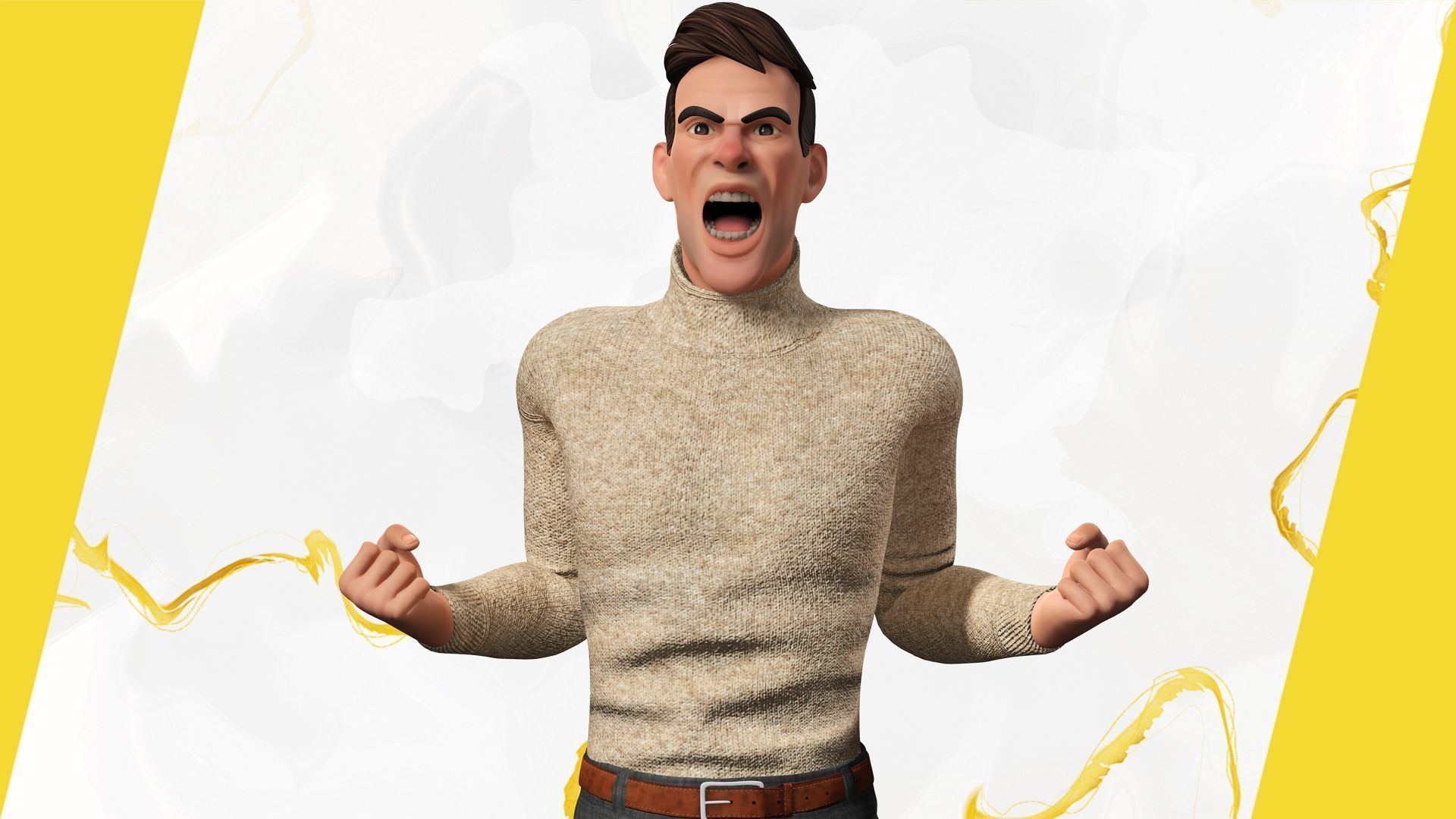 Stylized Confident Male in Sweater stylized anatomy  Low-poly 3D model_8