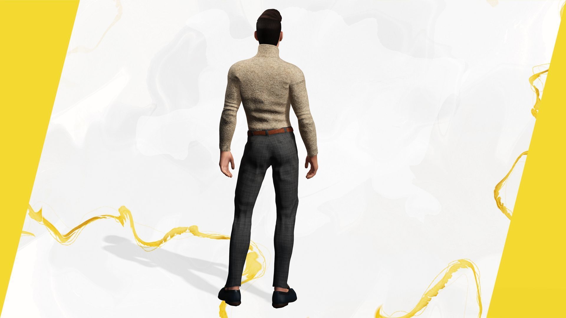 Stylized Confident Male in Sweater stylized anatomy  Low-poly 3D model_14