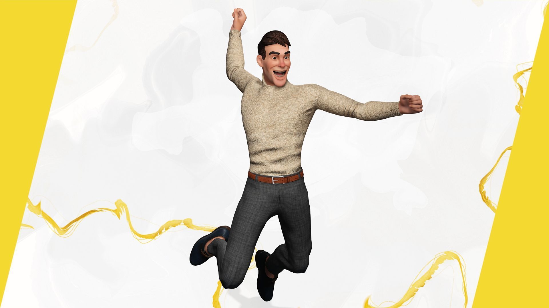 Stylized Confident Male in Sweater stylized anatomy  Low-poly 3D model_15