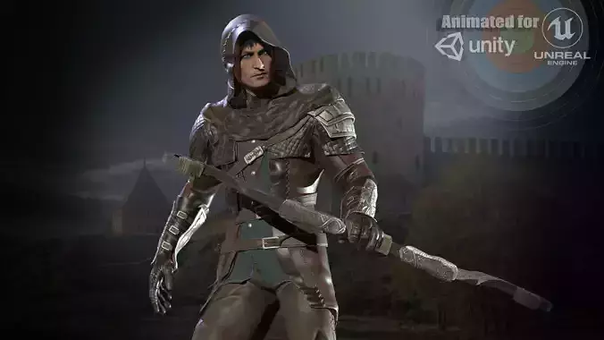 NPC Archer Low-poly 3D model