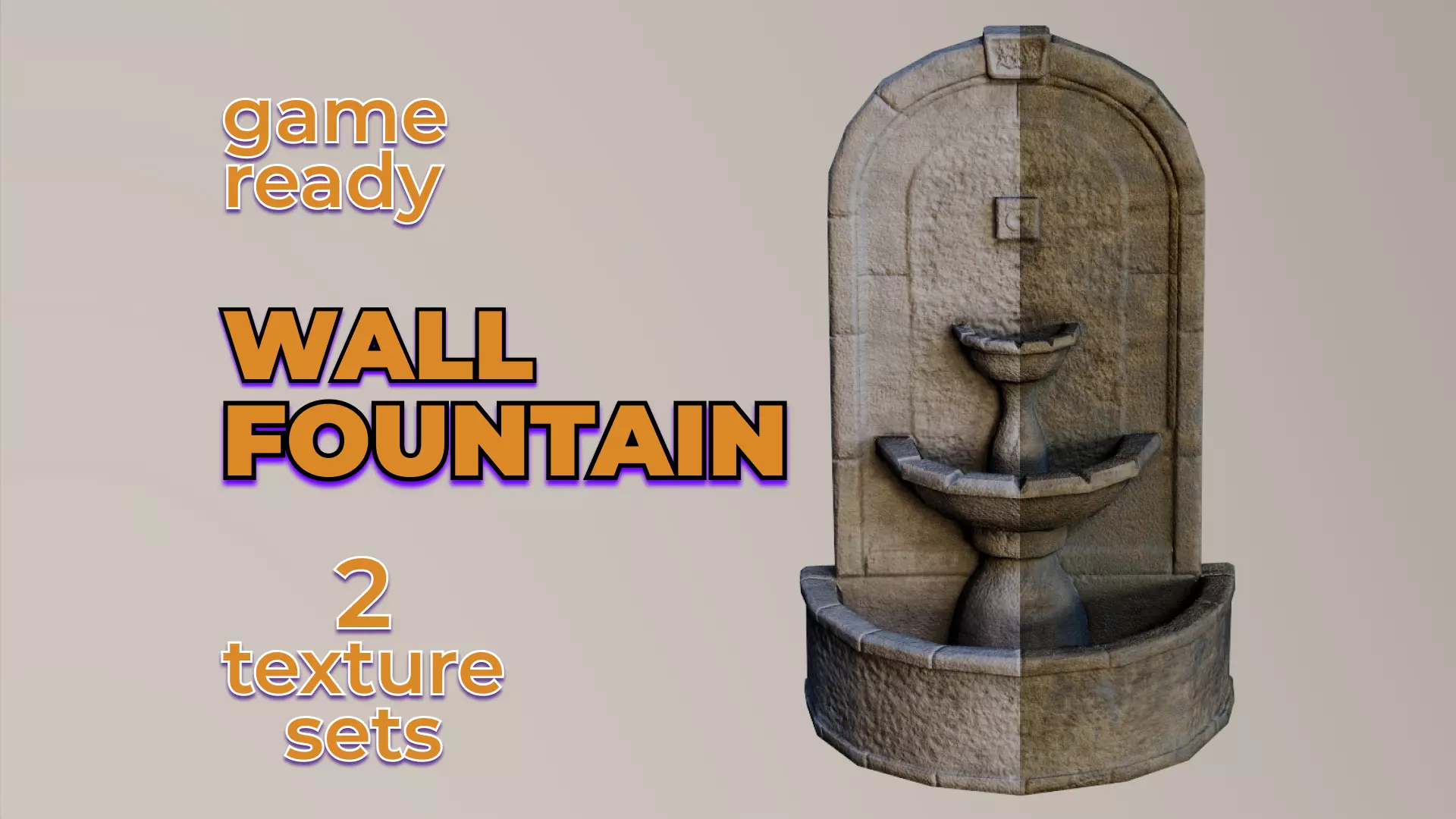Wall Fountain concrete water ancient textures Low-poly 3D model_0