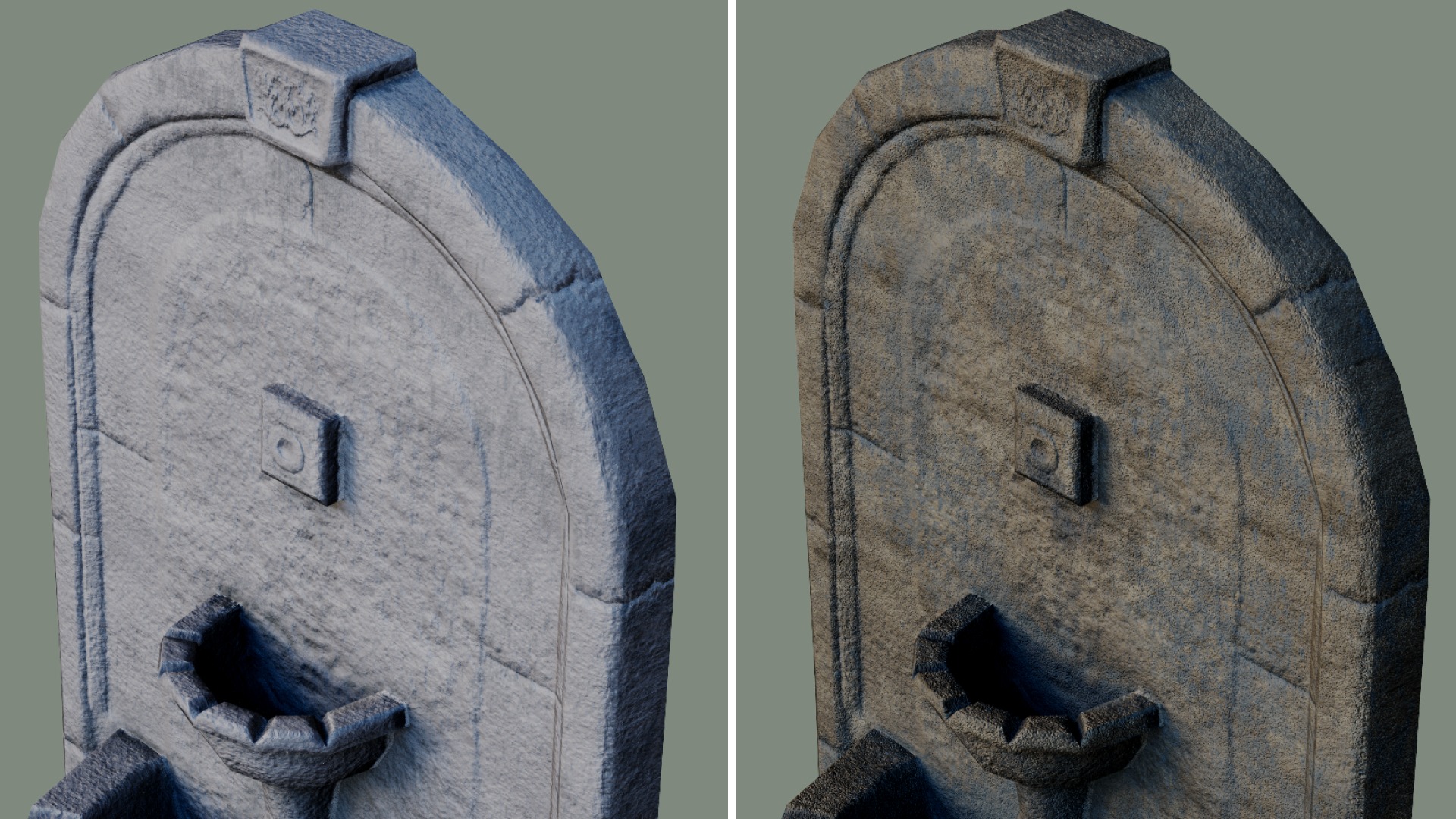 Wall Fountain concrete water ancient textures Low-poly 3D model_1