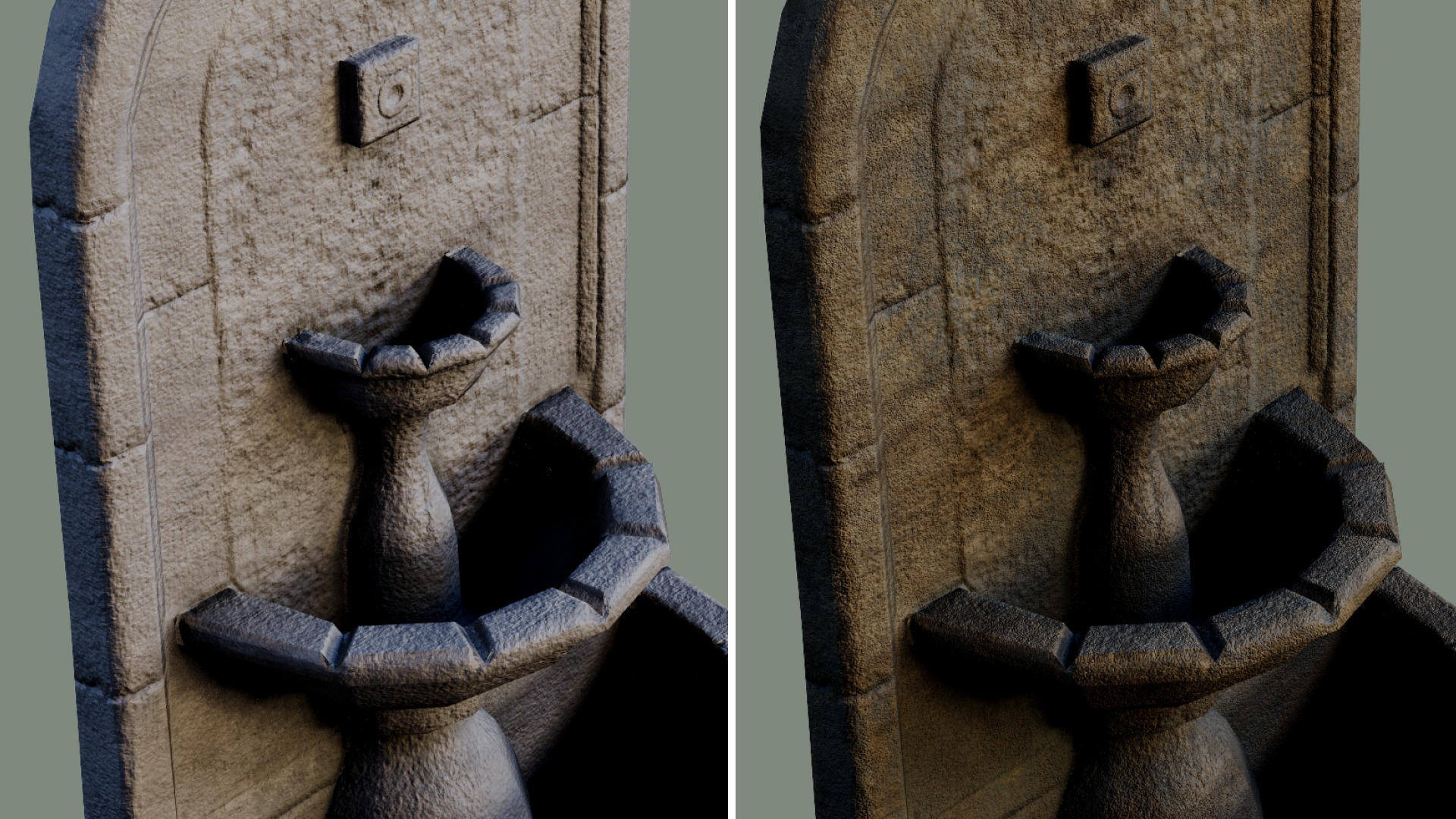 Wall Fountain concrete water ancient textures Low-poly 3D model_3