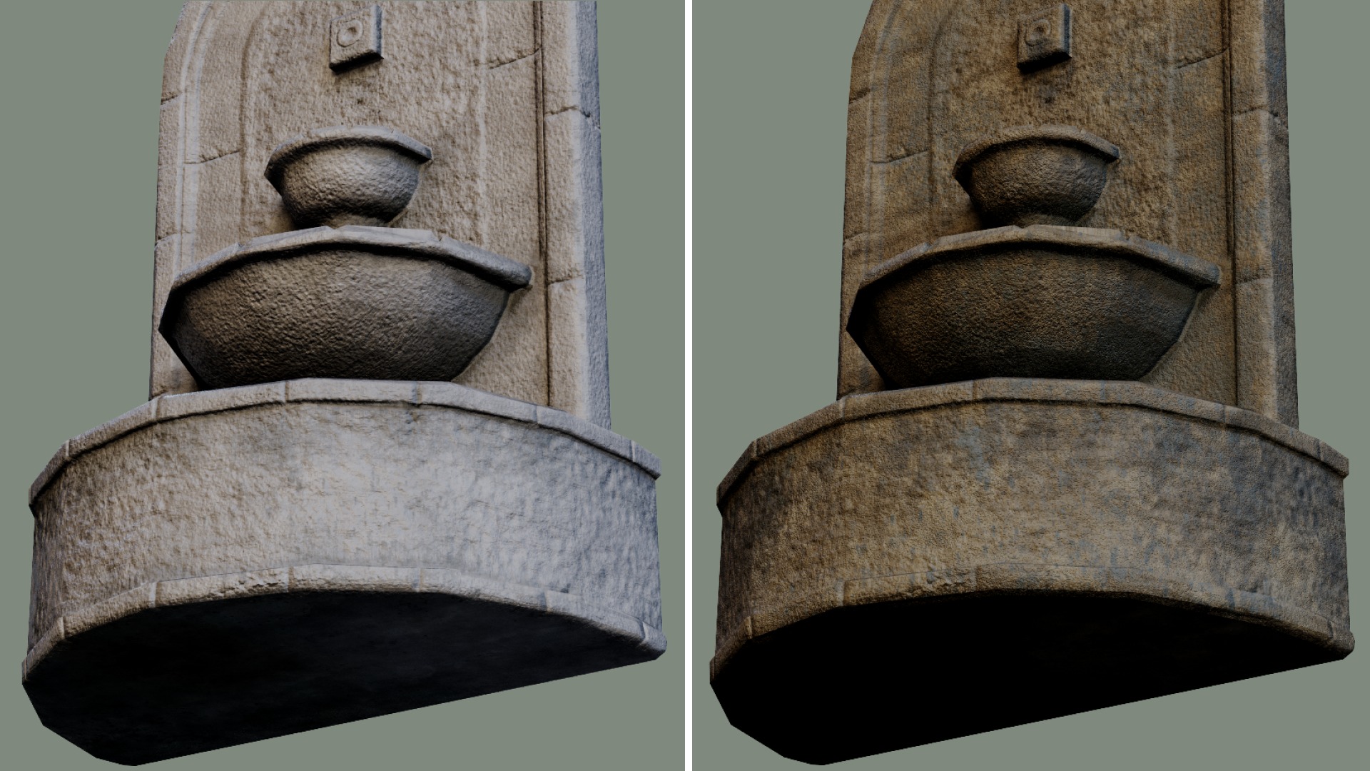 Wall Fountain concrete water ancient textures Low-poly 3D model_2