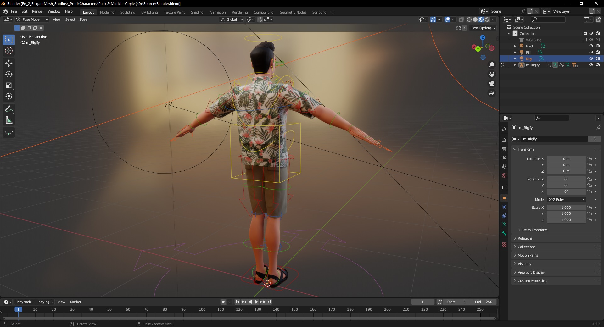 Stylized realism male celebration in Hawaiian shirt with energy  Low-poly 3D model_22