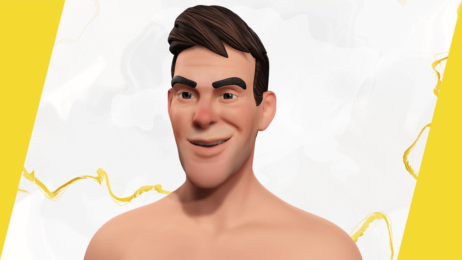 Stylized realism male celebration in Hawaiian shirt with energy  Low-poly 3D model_18