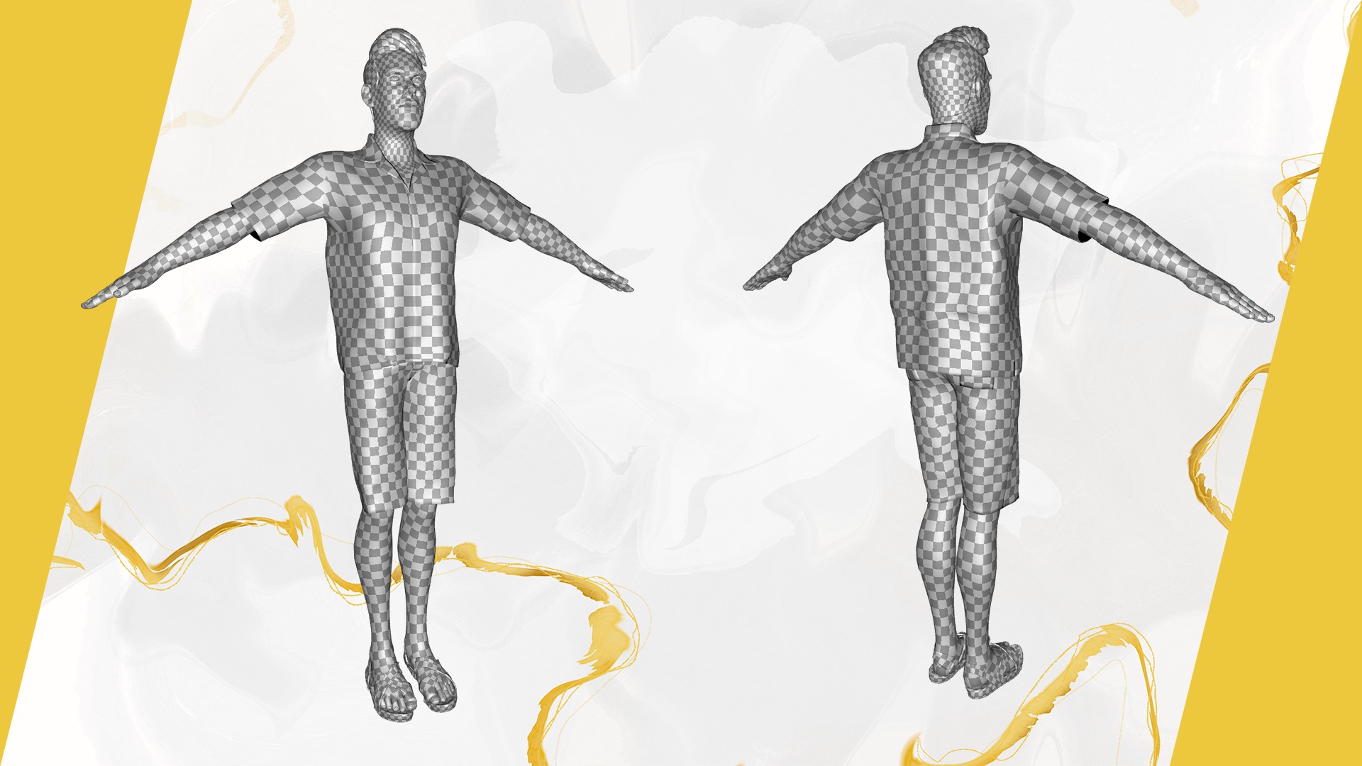 Stylized realism male celebration in Hawaiian shirt with energy  Low-poly 3D model_30