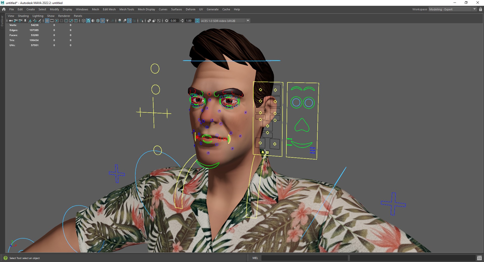 Stylized realism male celebration in Hawaiian shirt with energy  Low-poly 3D model_25