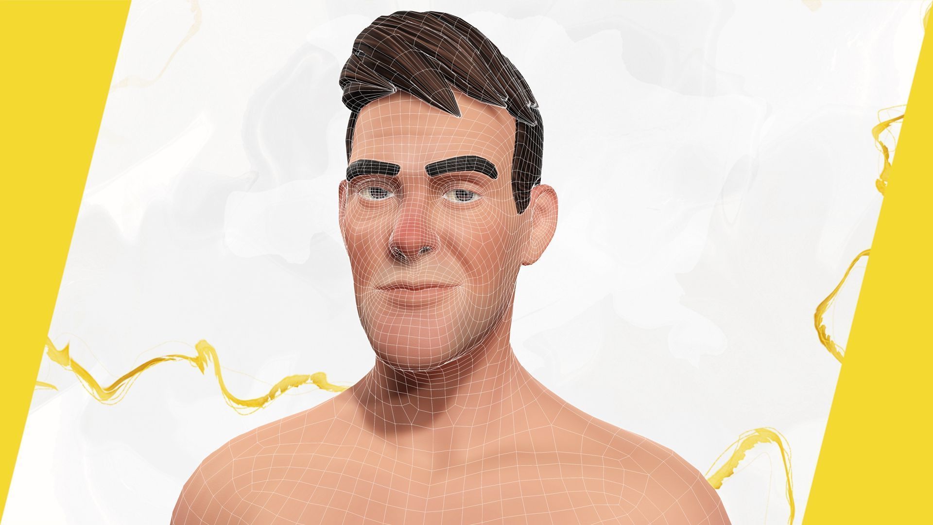 Stylized realism male celebration in Hawaiian shirt with energy  Low-poly 3D model_6