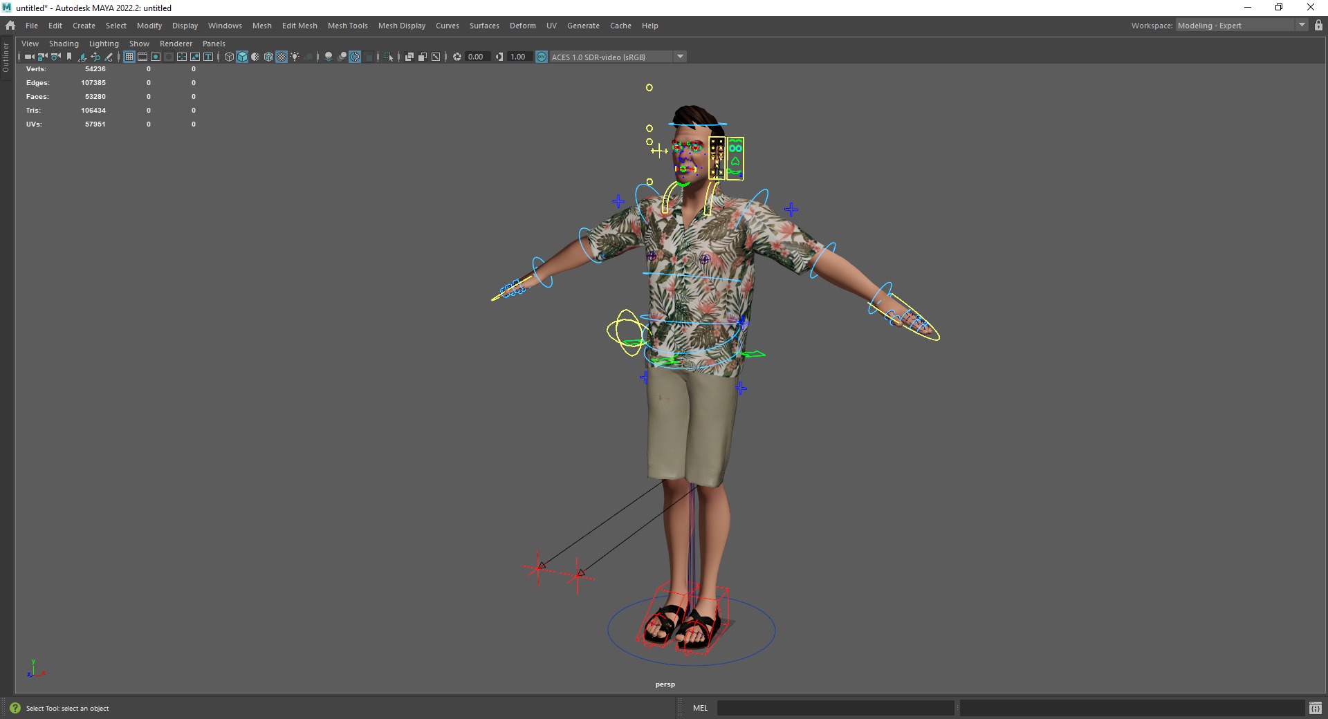 Stylized realism male celebration in Hawaiian shirt with energy  Low-poly 3D model_24
