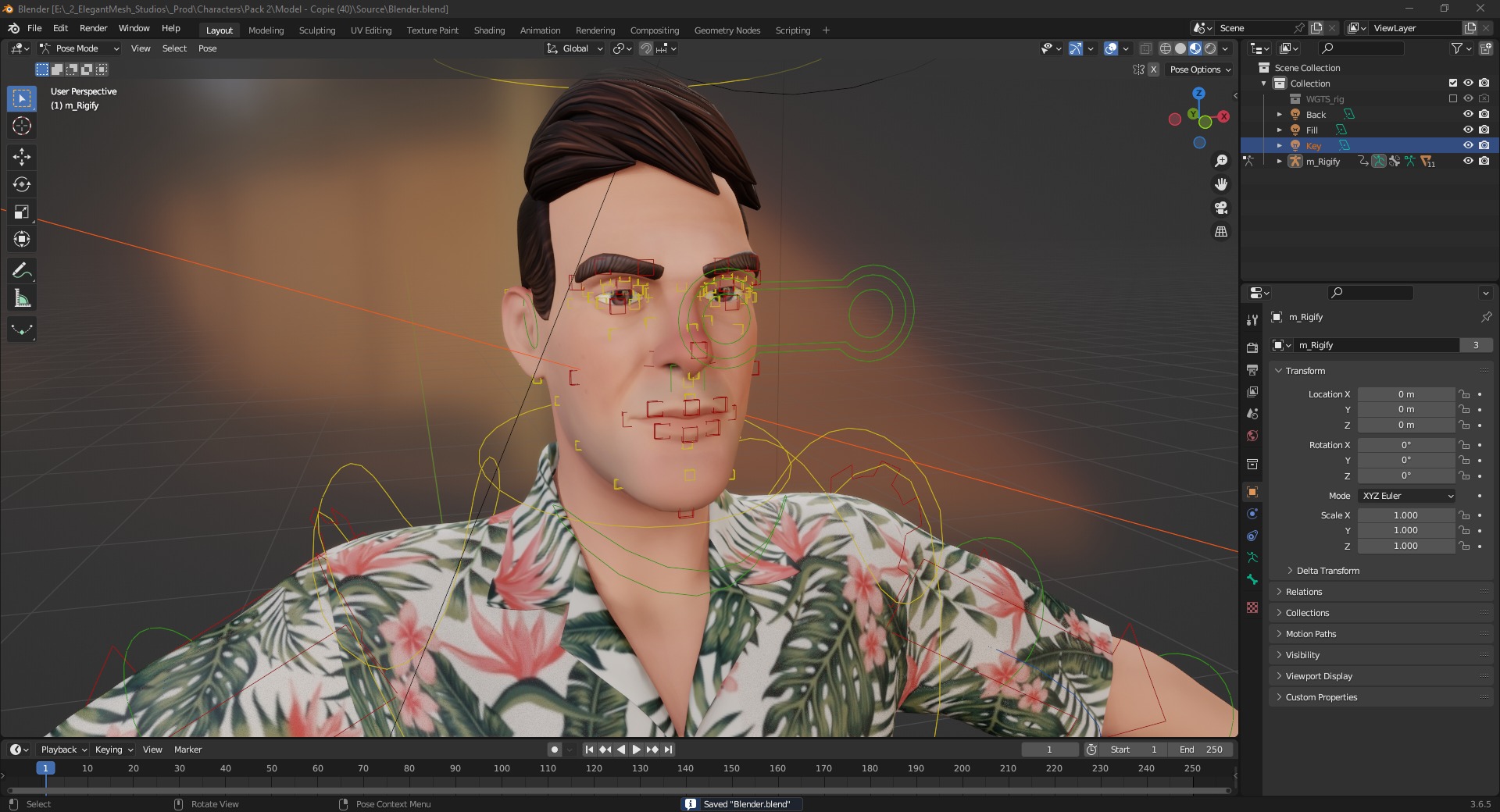 Stylized realism male celebration in Hawaiian shirt with energy  Low-poly 3D model_20