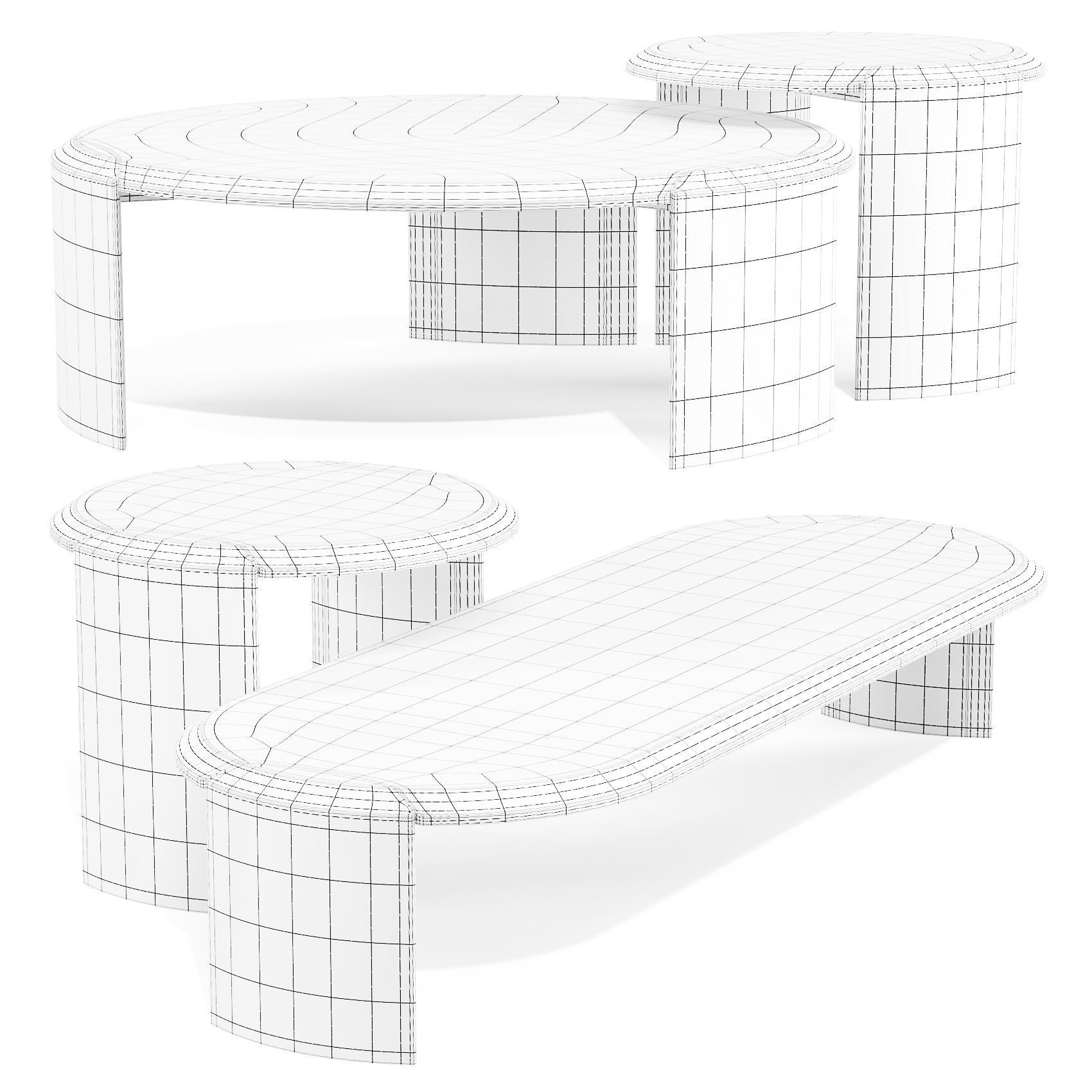 Durame Bellagio - Coffee and Side Tables Set 01 3D model_8