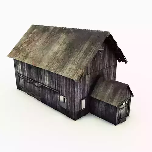 Barn with interior Low-poly 3D model