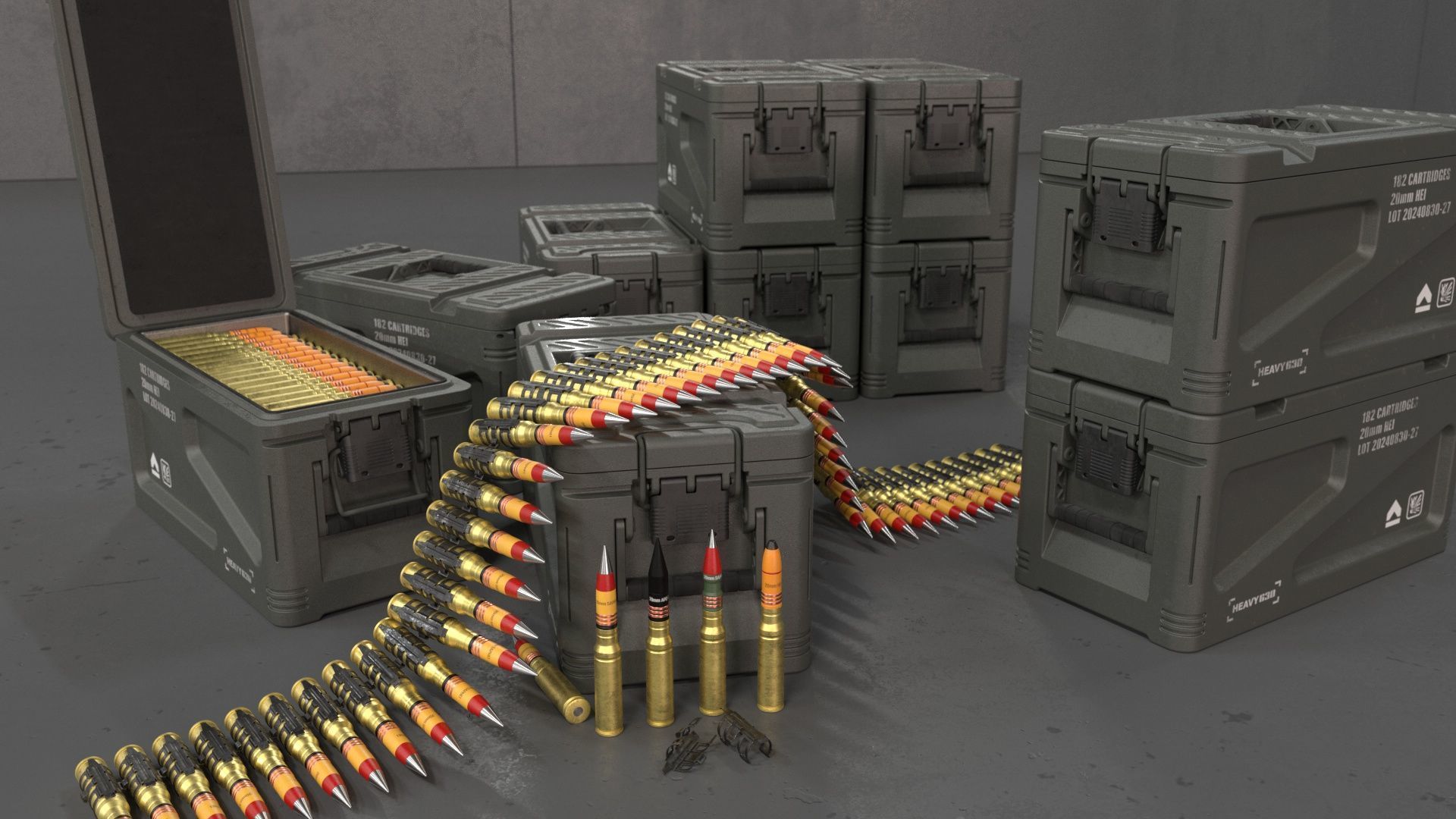 20mm Medium caliber rounds 3D model_2