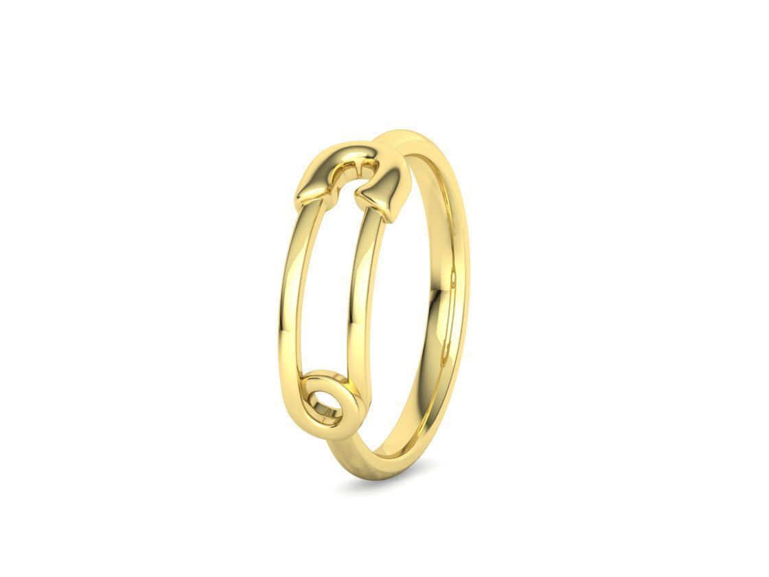 Safety Pin Ring Lucky Symbol Fashion Ring 3D model 3D print model_29