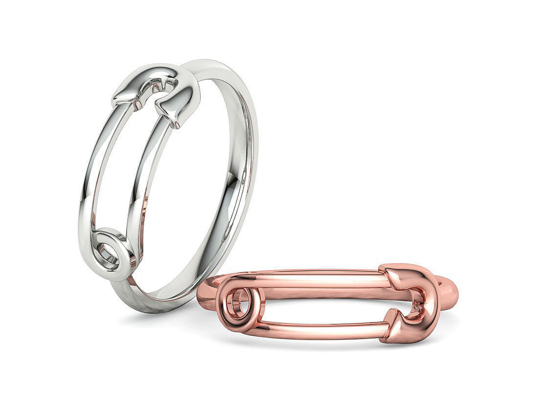 Safety Pin Ring Lucky Symbol Fashion Ring 3D model 3D print model_11