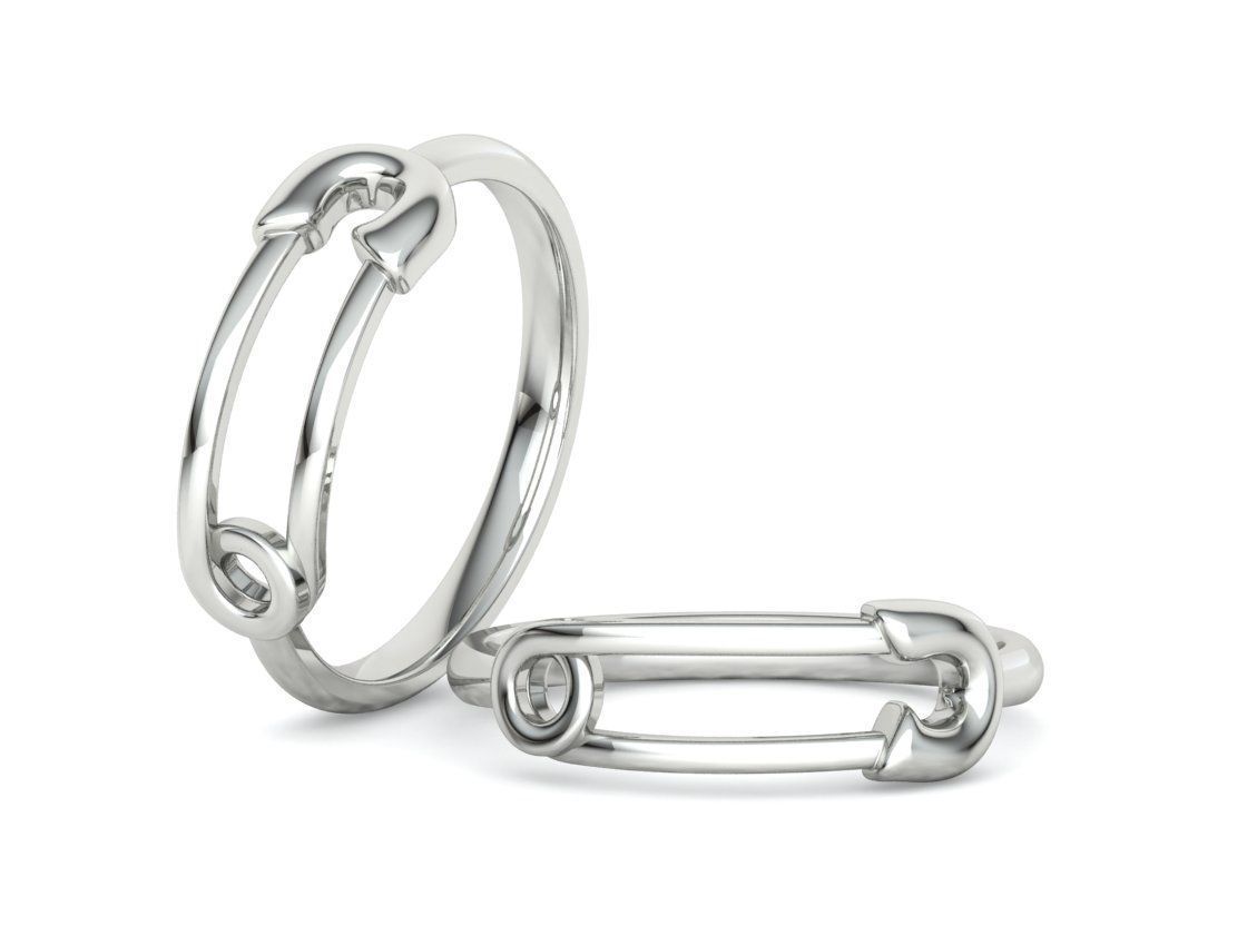 Safety Pin Ring Lucky Symbol Fashion Ring 3D model 3D print model_4
