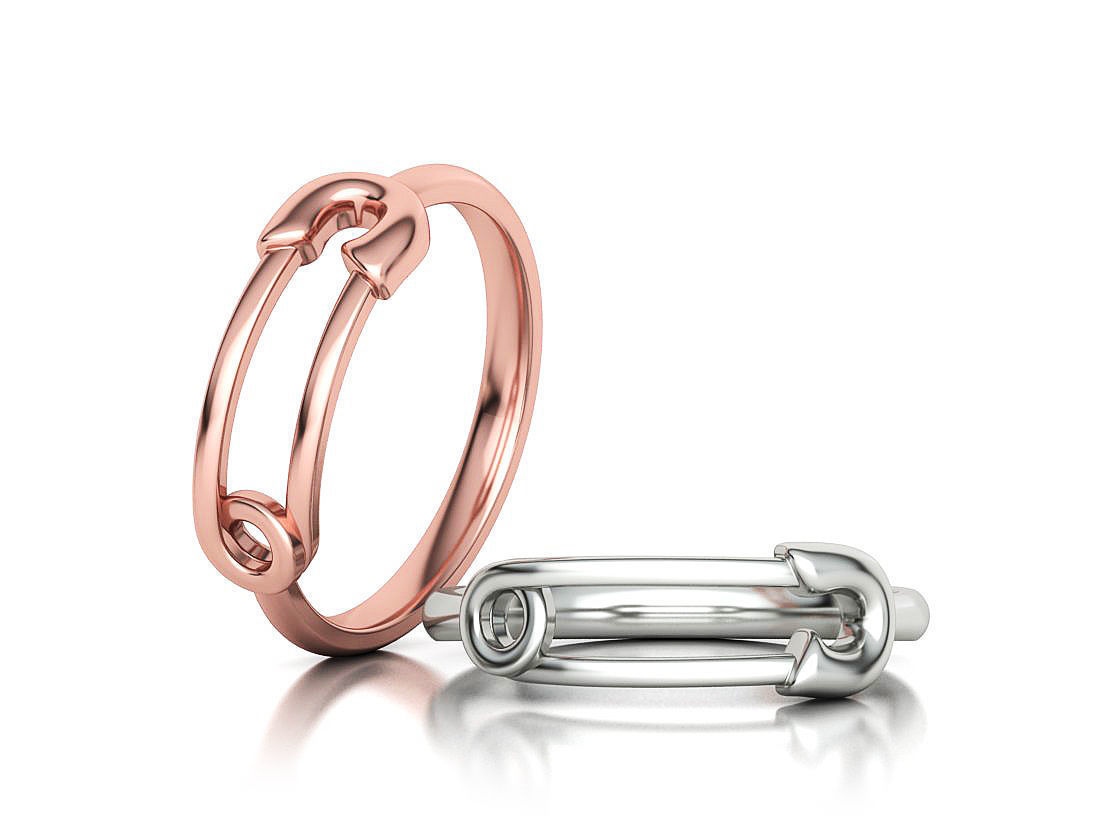 Safety Pin Ring Lucky Symbol Fashion Ring 3D model 3D print model_1