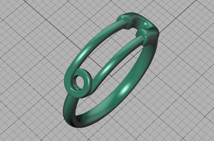 Safety Pin Ring Lucky Symbol Fashion Ring 3D model 3D print model_44