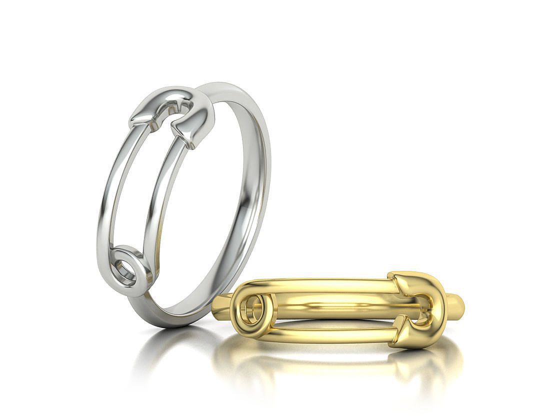 Safety Pin Ring Lucky Symbol Fashion Ring 3D model 3D print model_22