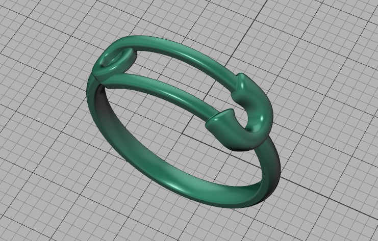 Safety Pin Ring Lucky Symbol Fashion Ring 3D model 3D print model_41