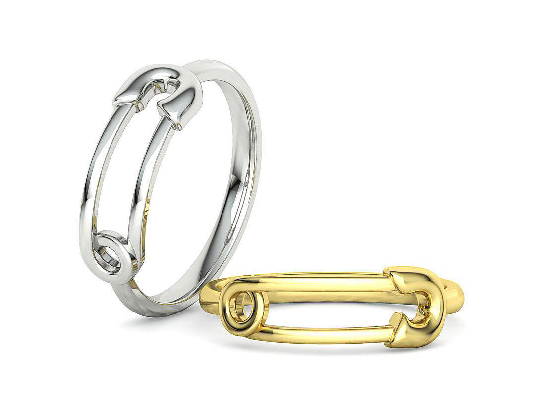 Safety Pin Ring Lucky Symbol Fashion Ring 3D model 3D print model_10