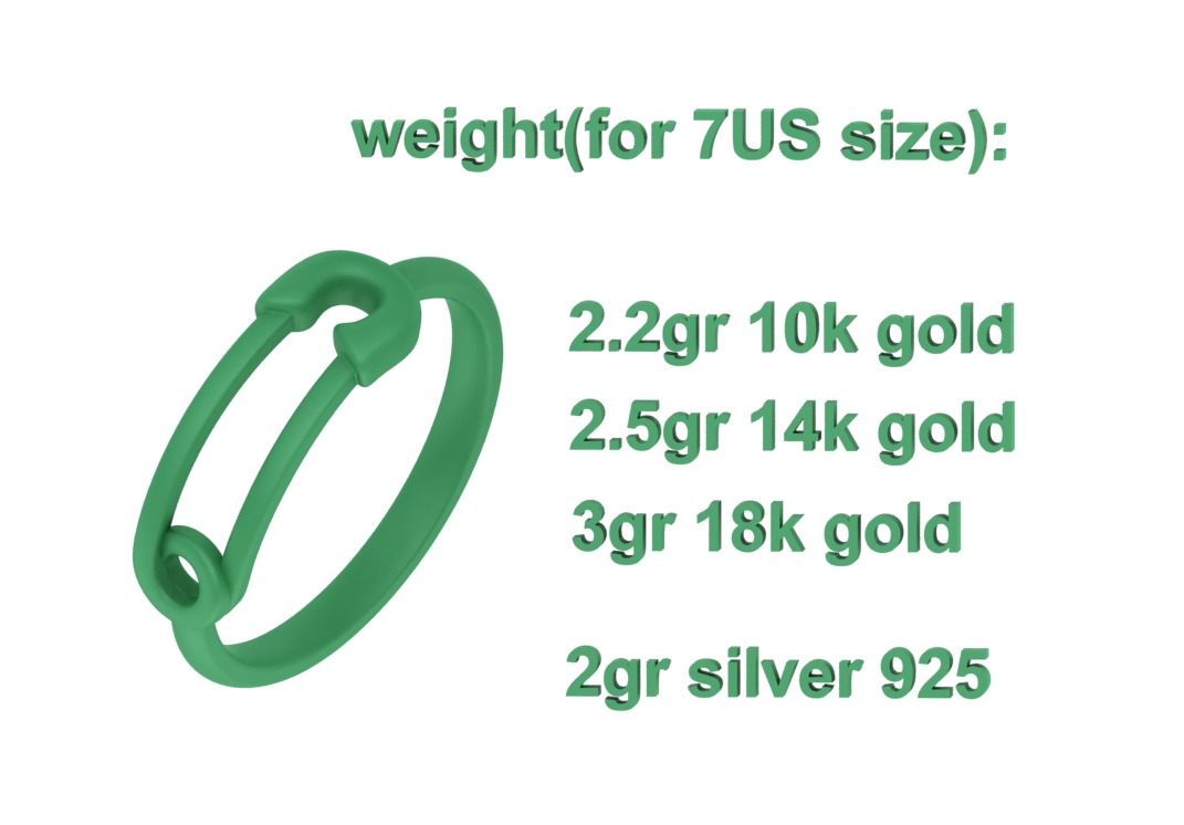 Safety Pin Ring Lucky Symbol Fashion Ring 3D model 3D print model_7