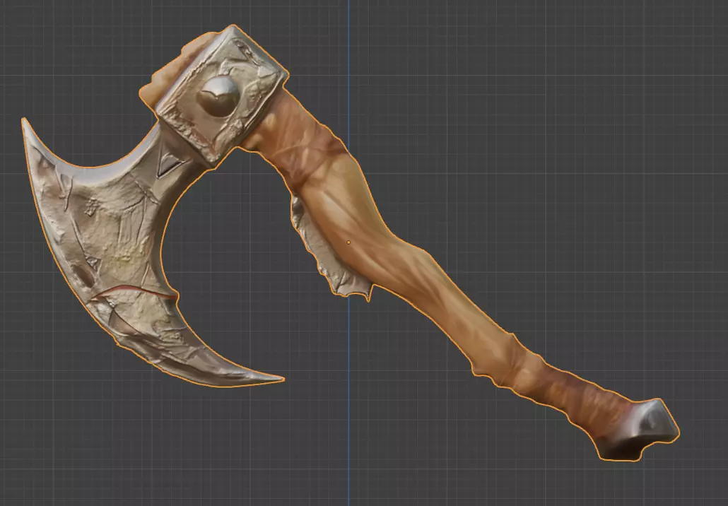 Original Concept 3D Battle Axe Model Low-poly 3D model_0