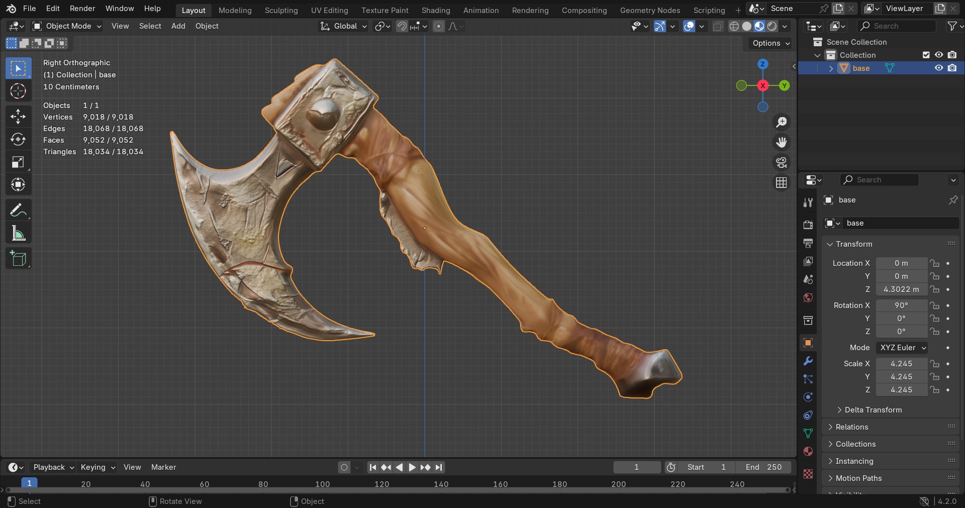Original Concept 3D Battle Axe Model Low-poly 3D model_5