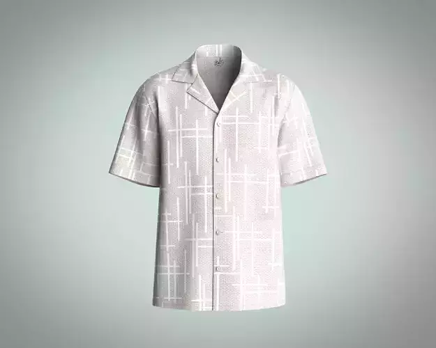 Textured Fabric Resort Collar Shirt with Short Sleeves